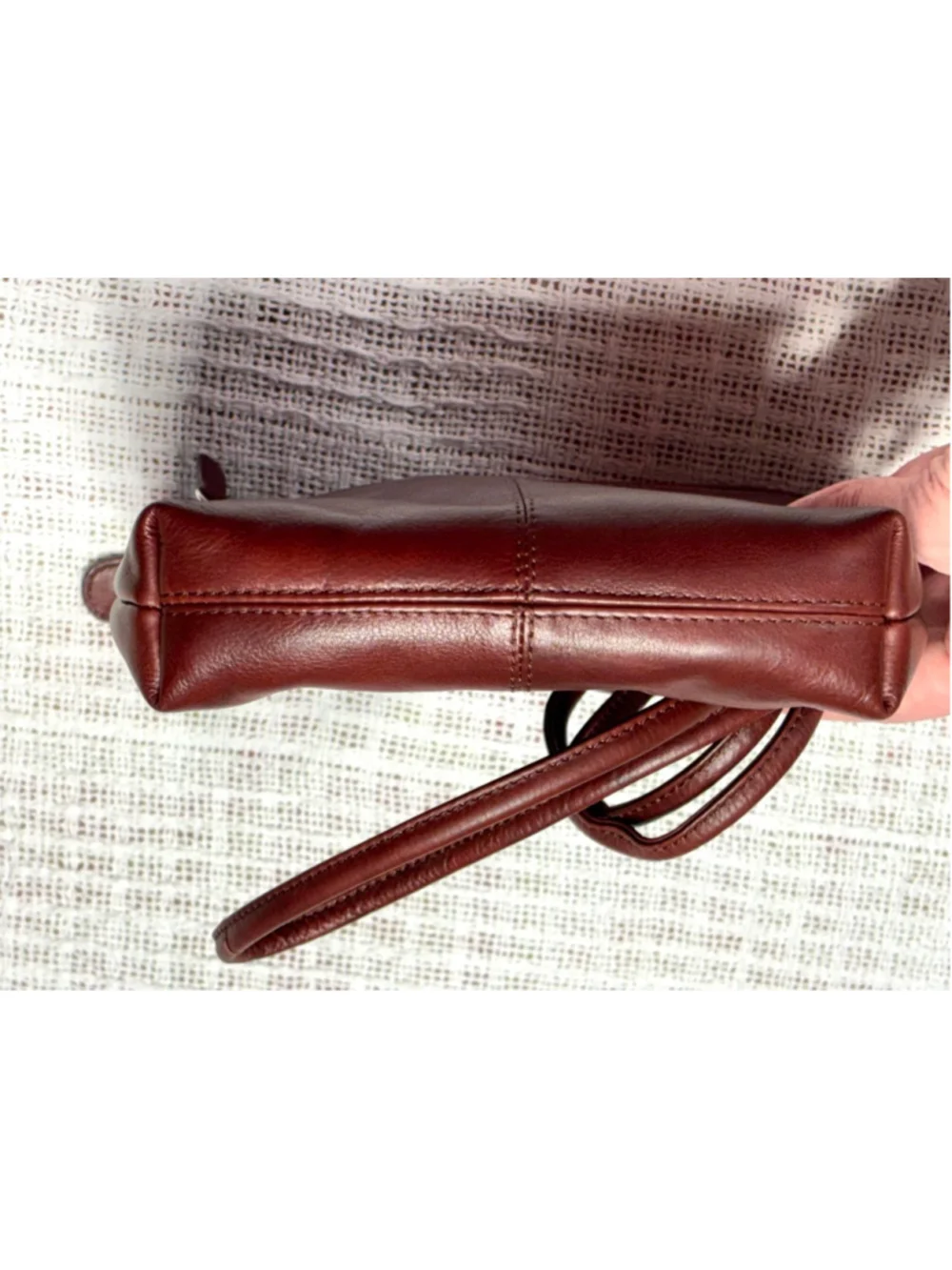 ili New York marbled Red Genuine Leather Crossbody Mini Sac Organizer BAG EUC